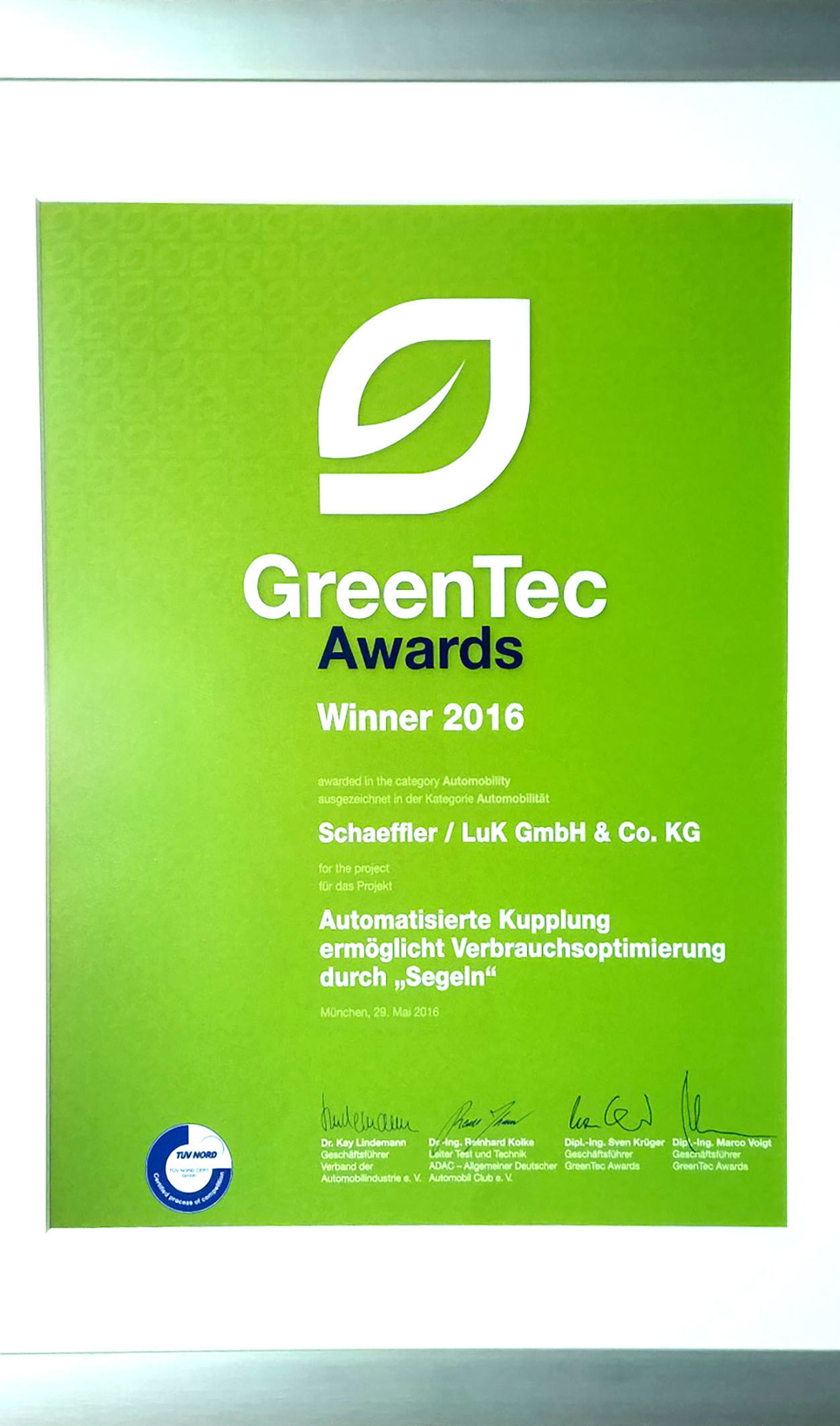 舍弗勒E-Clutch获欧洲绿色科技一等奖